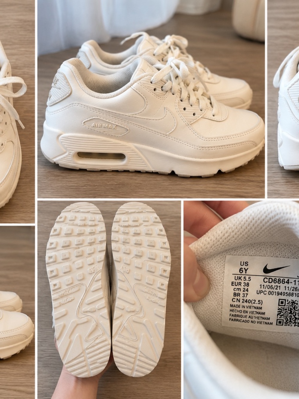 Nike Kids White Air Max 90 Style Sneakers